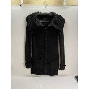 Vince Ribbed Fold over Collar Cardigan Alpaca Wool Blend Size Medium